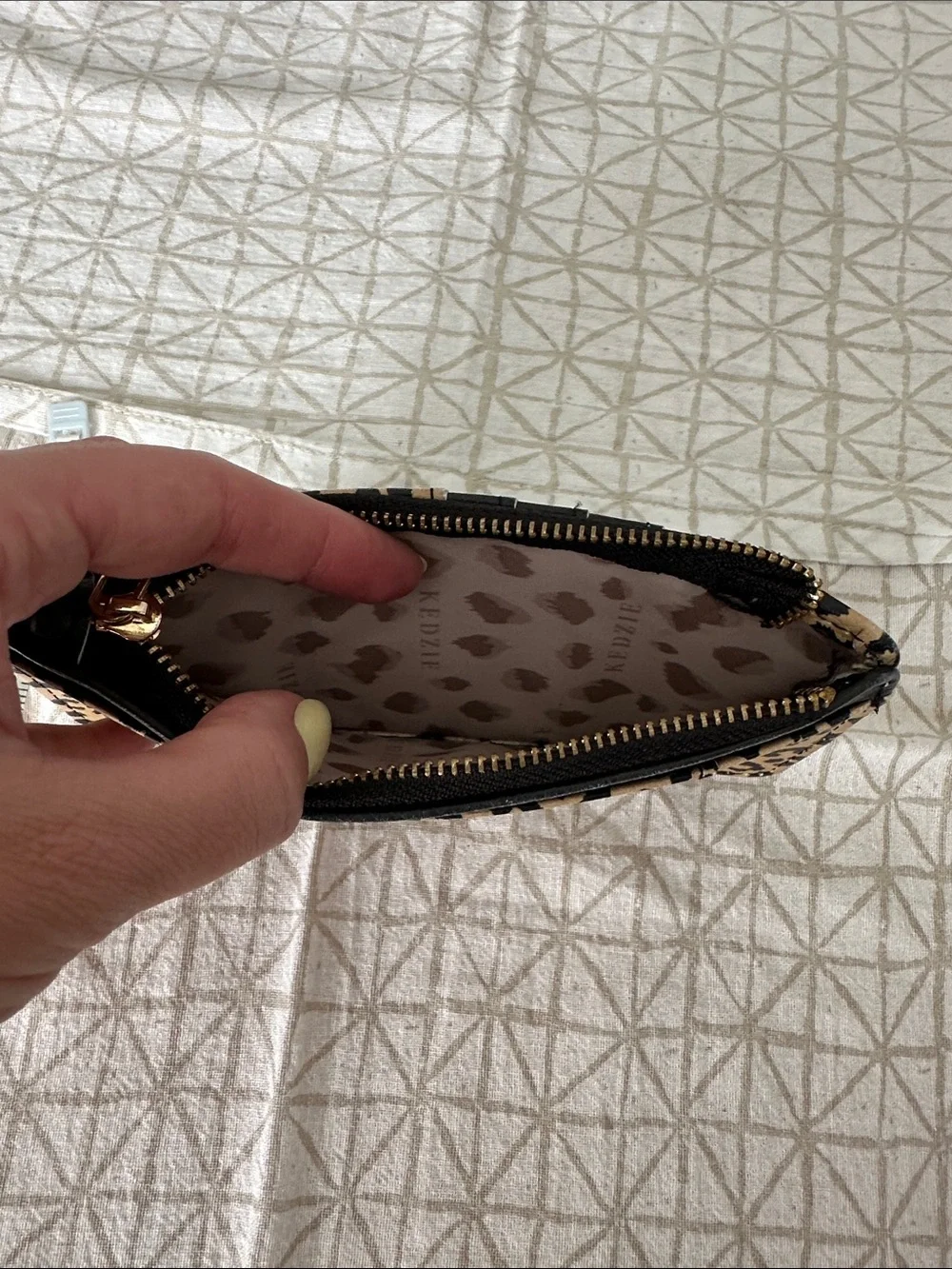 Leopard Print Zip Wallet with Black Card Slots